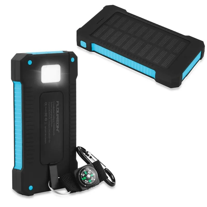 10,000mAH Water Resistant / Shockproof Solar Dual-USB Charger and LED Light Stealth Angel Survival