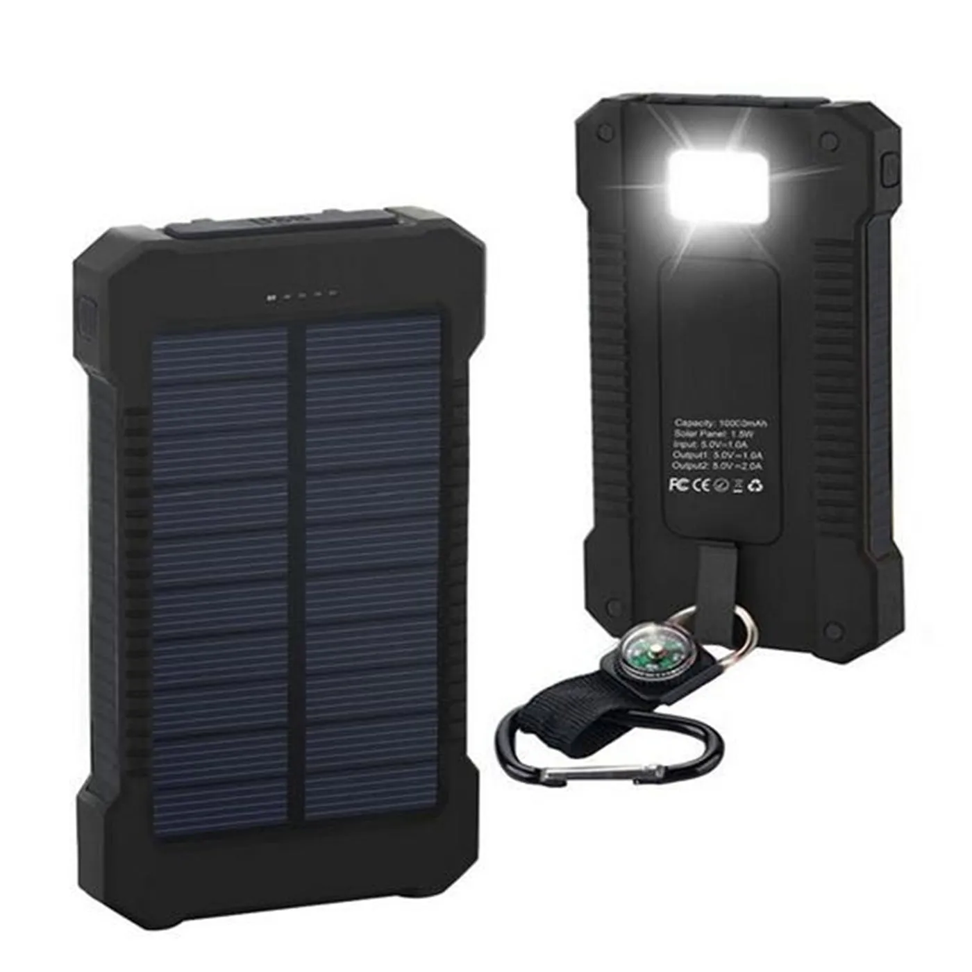 10,000mAH Water Resistant / Shockproof Solar Dual-USB Charger and LED Light Stealth Angel Survival