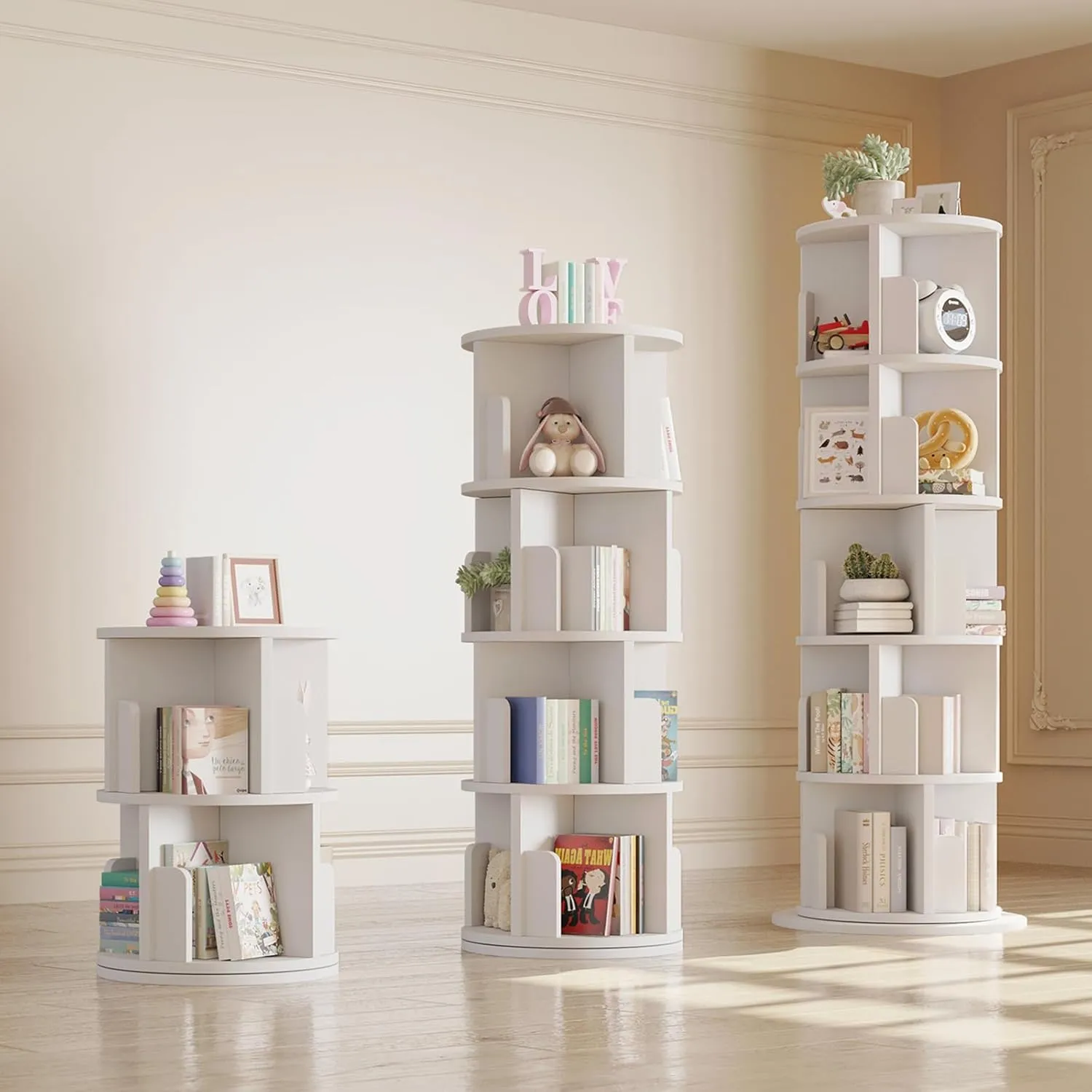 15.7" 2-Tier 360° Rotating Bookshelf for Small Space