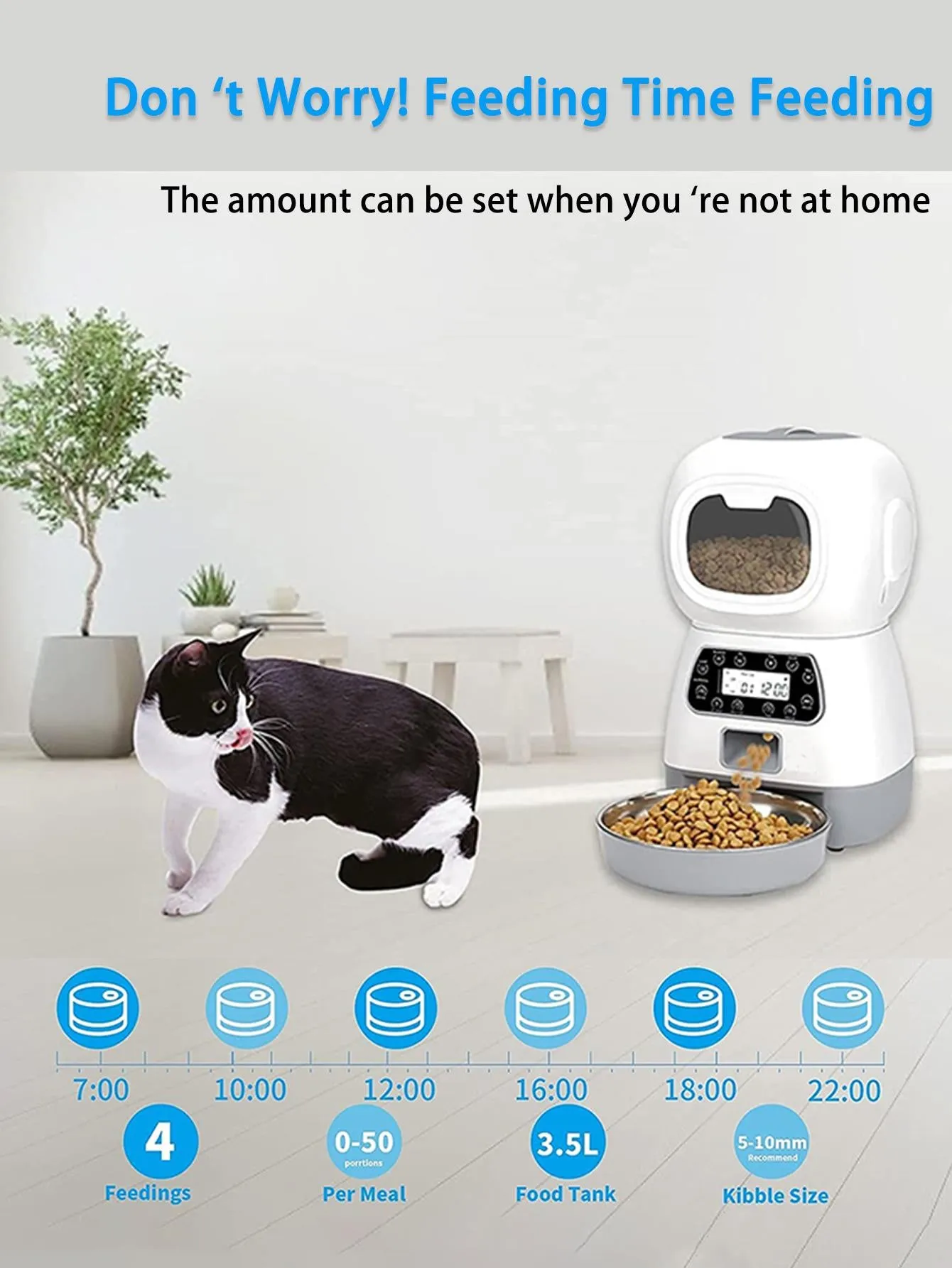 1pc Button Style Robot Automatic Pet Feeder Smart Food Dispenser For Dog Cat Stainless Steel Bowl Timer Robot Pet Feeding Dispenser 3 5L