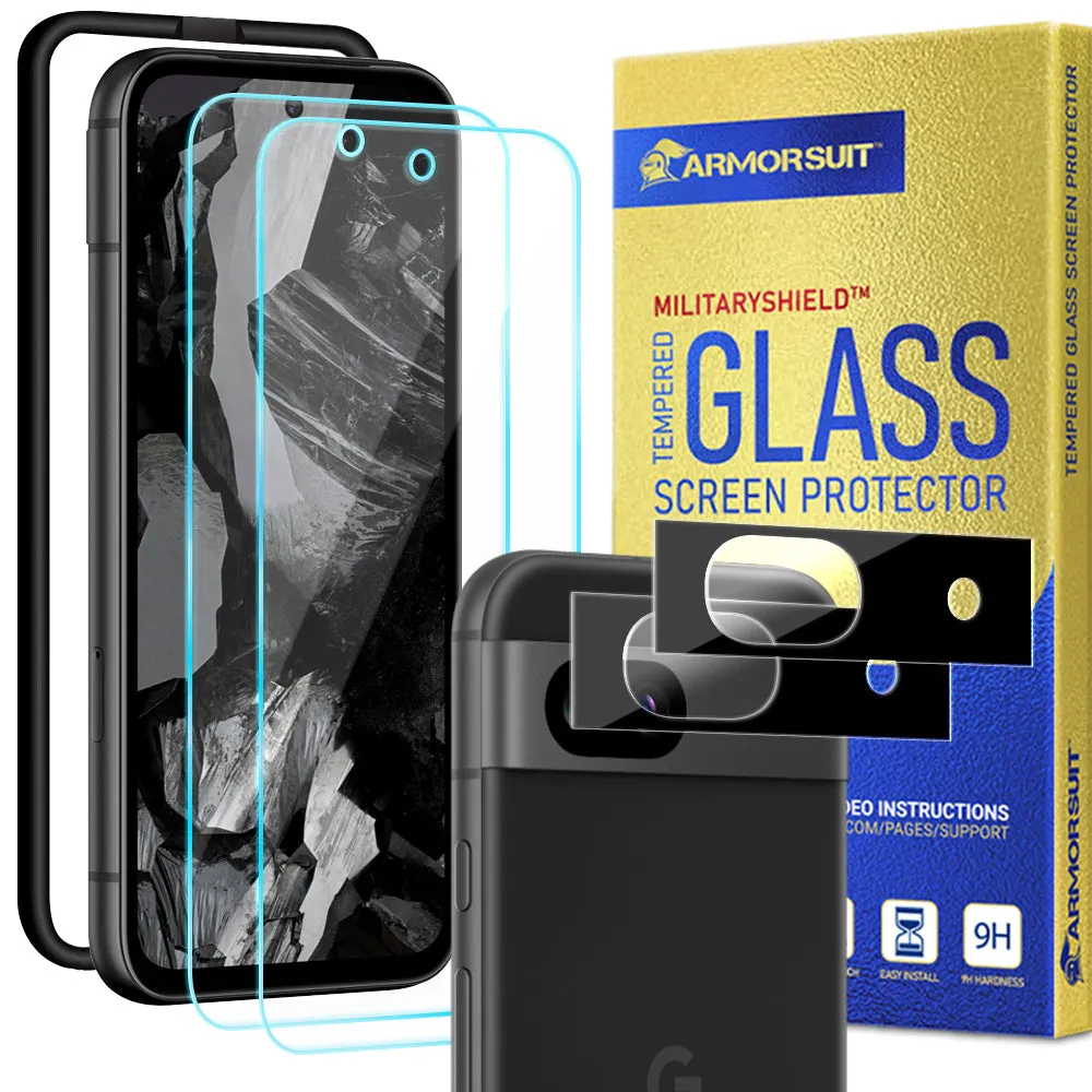 [2   2 Pack] ArmorSuit MilitaryShield Screen Protector   Camera Lens Protector Case Friendly 9H  HD Tempered Glass (w/ Alignment Tool) for Google Pixel 8a