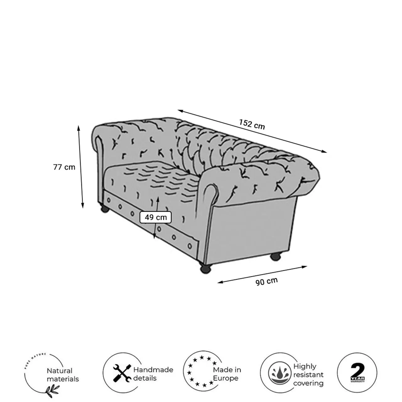 2 seater CHESTERFIELD