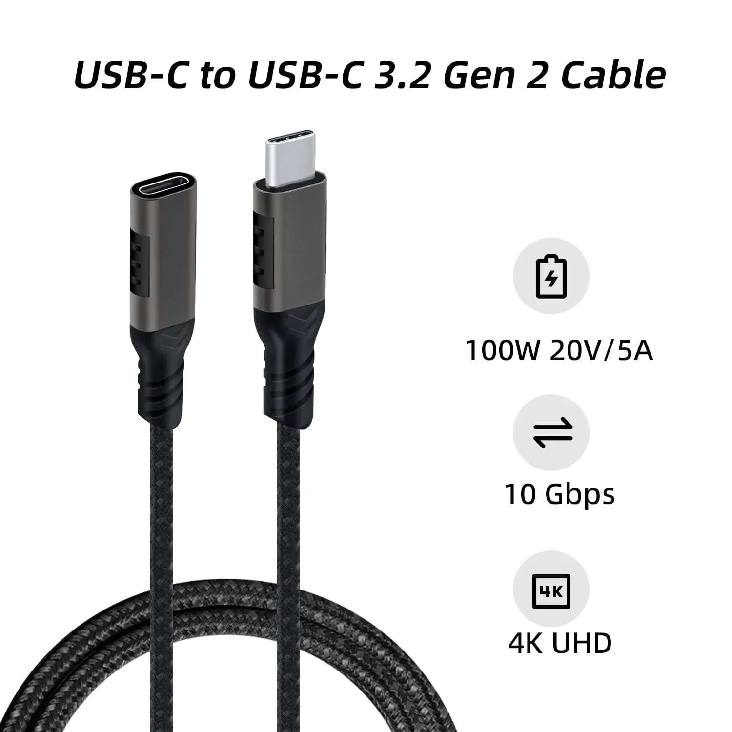 2M USB 3.2 10Gbps Type-C Extension Cable for Nintendo Switch/Oculus Quest/Laptop/Quest 3