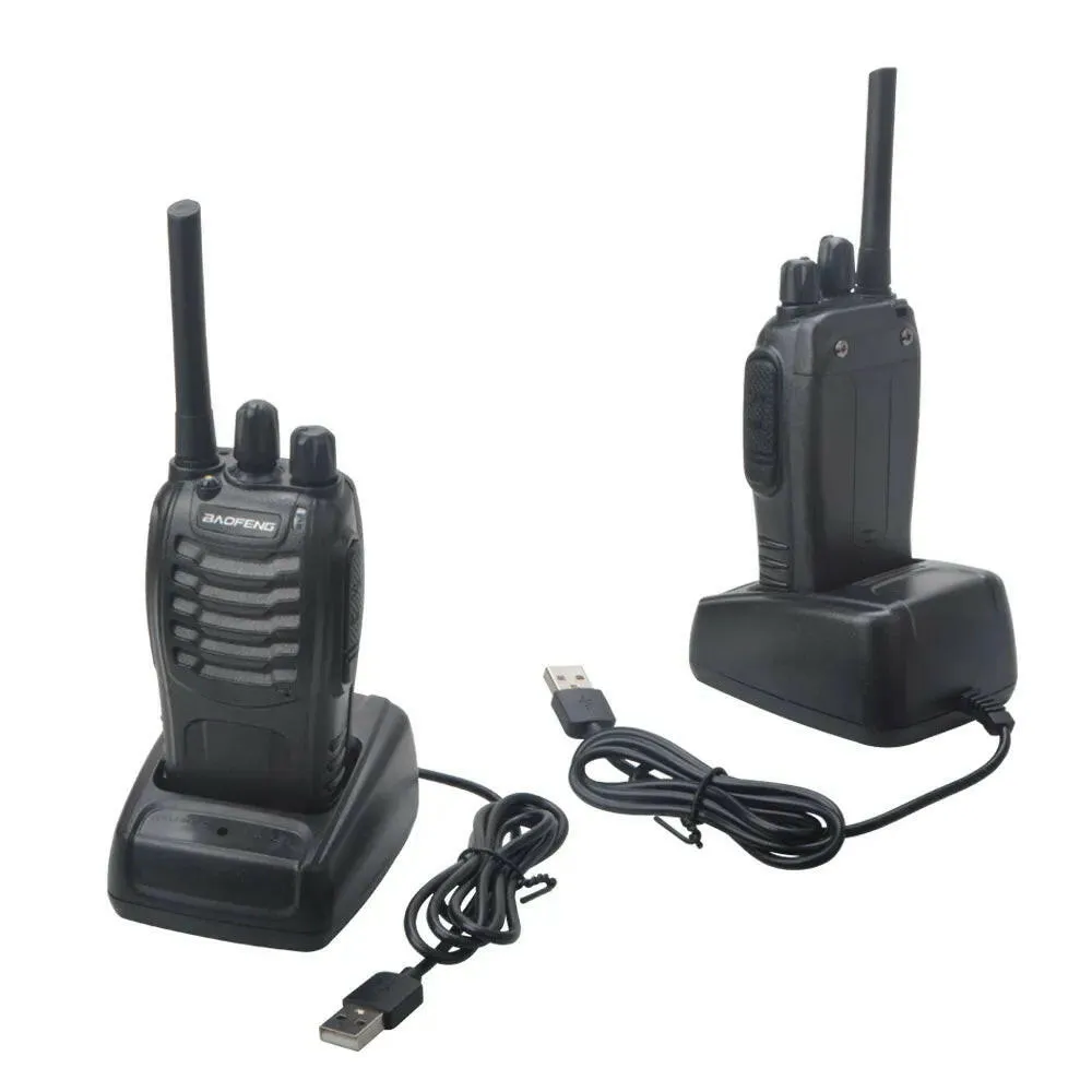 2pcs Baofeng Walkie Talkie BF-88E PMR 0.5W 16CH UHF 446.00625-446.19375MHz 12.5KHz Channel Separation with USB Charger Headset