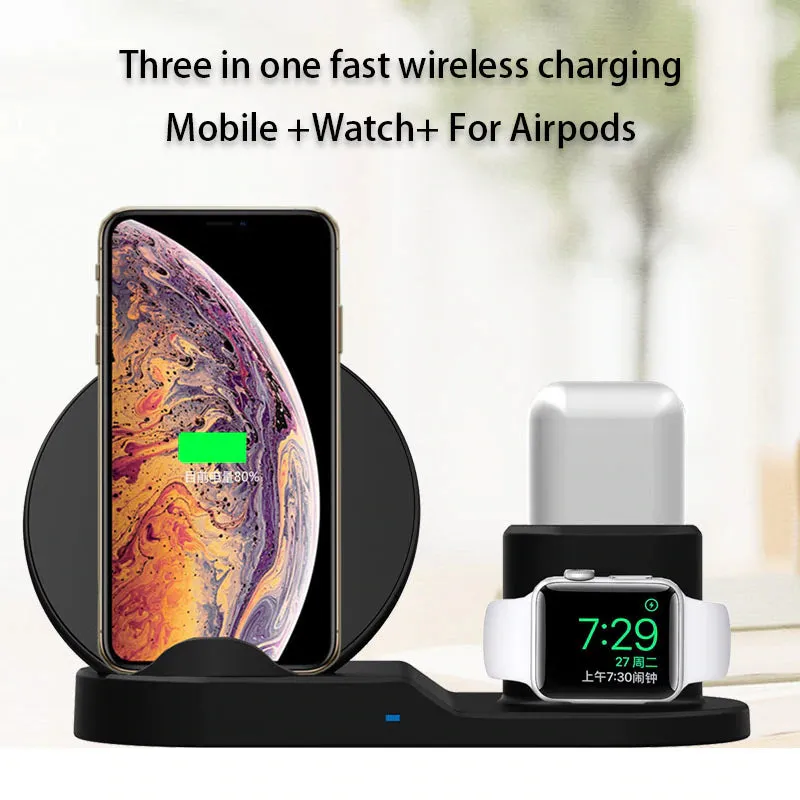 3 in 1 Wireless Charger 10W Fast Wireless Charging Pad