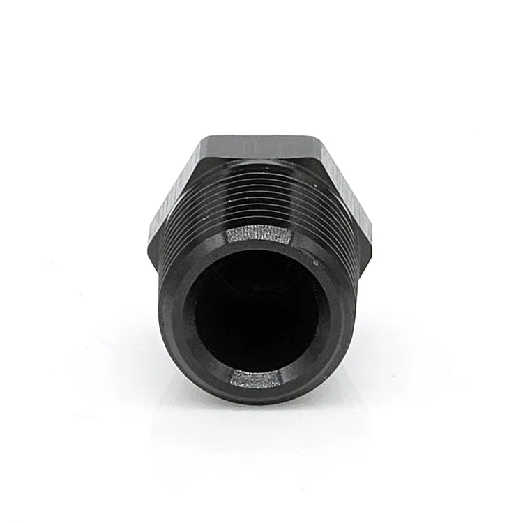 3/4" Male NPT Hex Plug, 6061 Aluminum, Black Hard Anodized