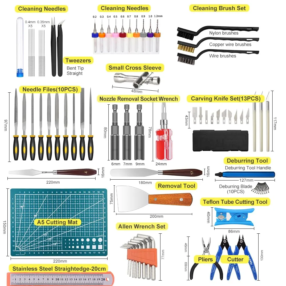 3D Printer Tools Kit, Mintion 82 PCS 3D Printer Accessories with Nozzle Cleaning Kit, Removable Multi-Function Screwdriver Kit, Deburring, Removal Tools, Cutters, Hobby Knife Set, Wrench Set etc