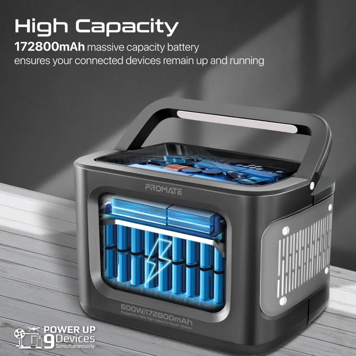 600W/172800mAh Rugged Durable High-Capacity Power Station