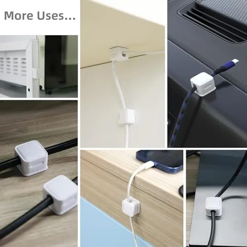 8 Pack Magnetic Cord Organizer, Cable Smooth Adjustable Easy Secure Cable Management, Wire Holder Keeper Organizer, Hide Or Organize Phone USB Charger Cable for Home,Office,Car,Desk,Nightstand