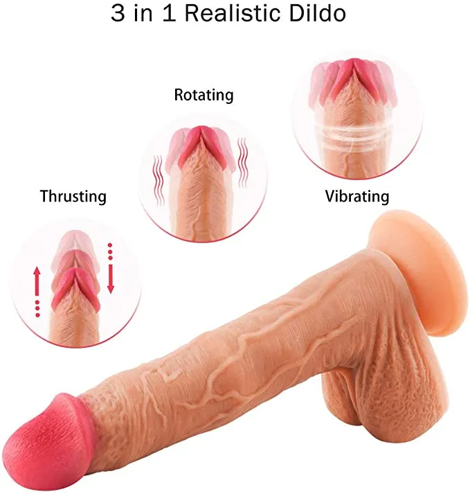 8.7" Thrusting Dildo Vibrator Sex Toy - Rotating & Realistic