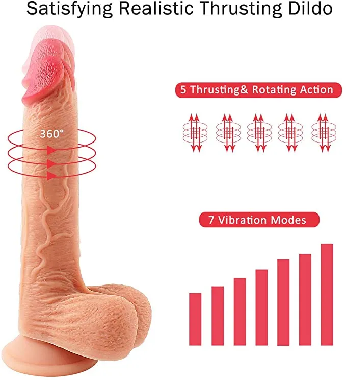 8.7" Thrusting Dildo Vibrator Sex Toy - Rotating & Realistic