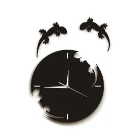 Abstract Wall Art Geckos Escape From The Clock Gecko Wall Clock Salamander Gecko Lizard Silhouette Reptile Designed Wall Clock