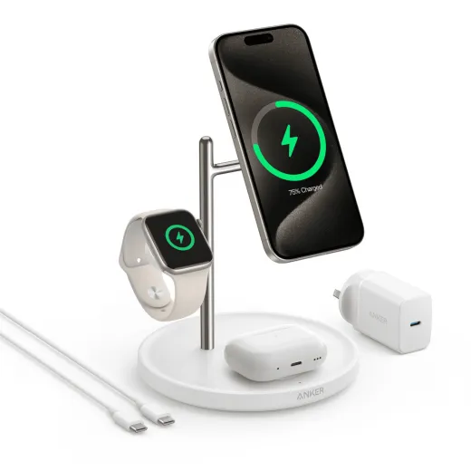 Anker MagGo 3-in-1 Wireless Charging Stand with Qi2 (White)