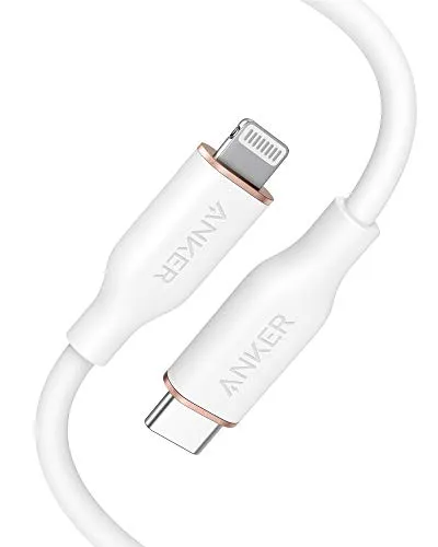 Anker Powerline III Flow, USB C to Lightning Cable for iPhone 12 Pro Max / 12/11 Pro/X/XS/XR / 8 Plus, AirPods, (3 ft) [MFi Certified] Supports Power Delivery, Silica Gel (Cloud White)