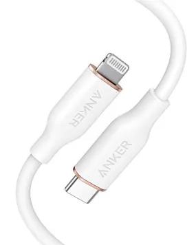 Anker Powerline III Flow, USB C to Lightning Cable for iPhone 12 Pro Max / 12/11 Pro/X/XS/XR / 8 Plus, AirPods, (3 ft) [MFi Certified] Supports Power Delivery, Silica Gel (Cloud White)