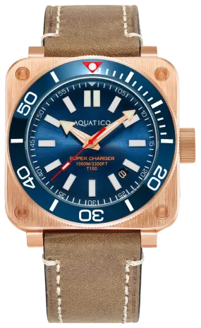 Aquatico Super Charger Bronze Blue Ceramic Bezel