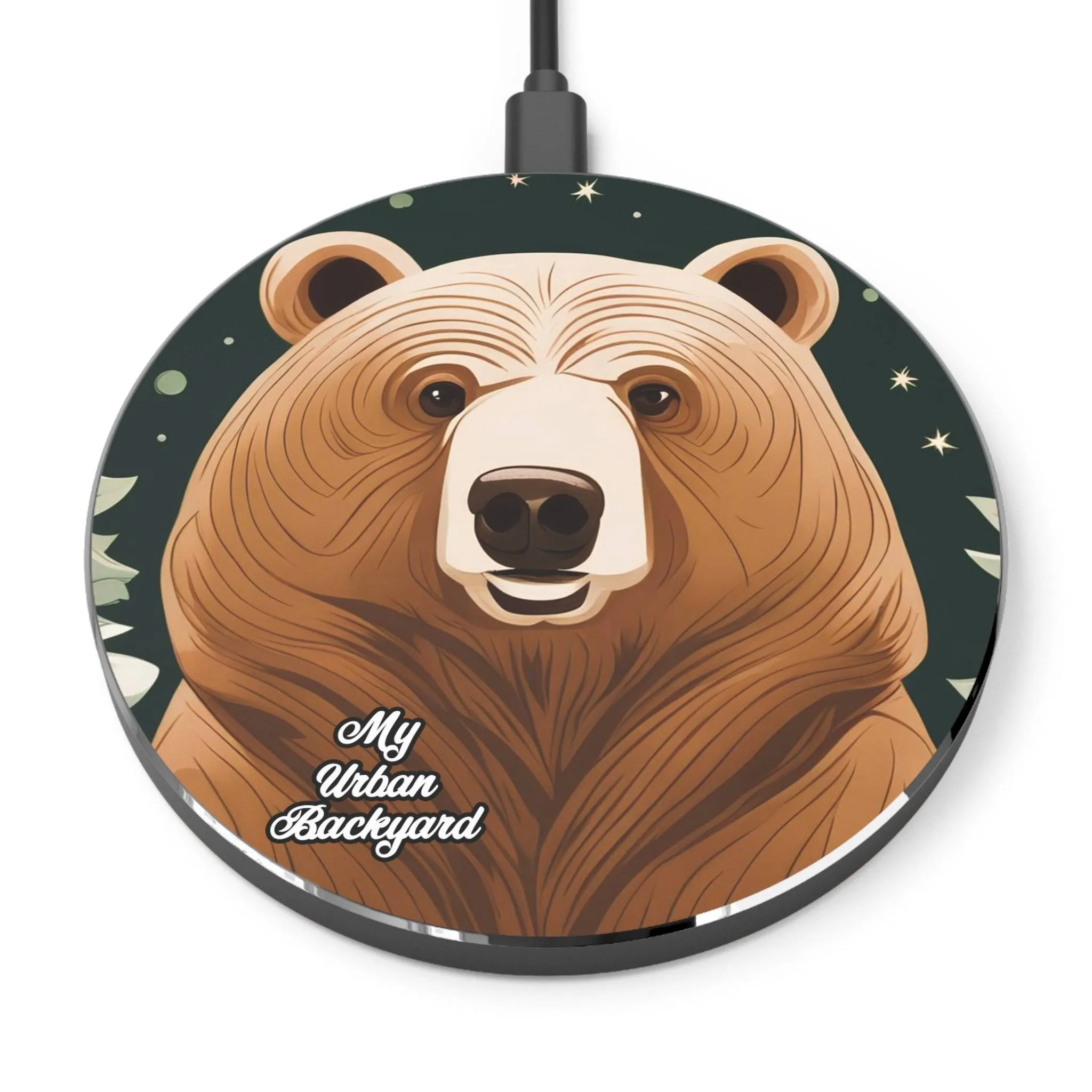 Art Deco Bear, 10W Wireless Charger for iPhone, Android, Earbuds