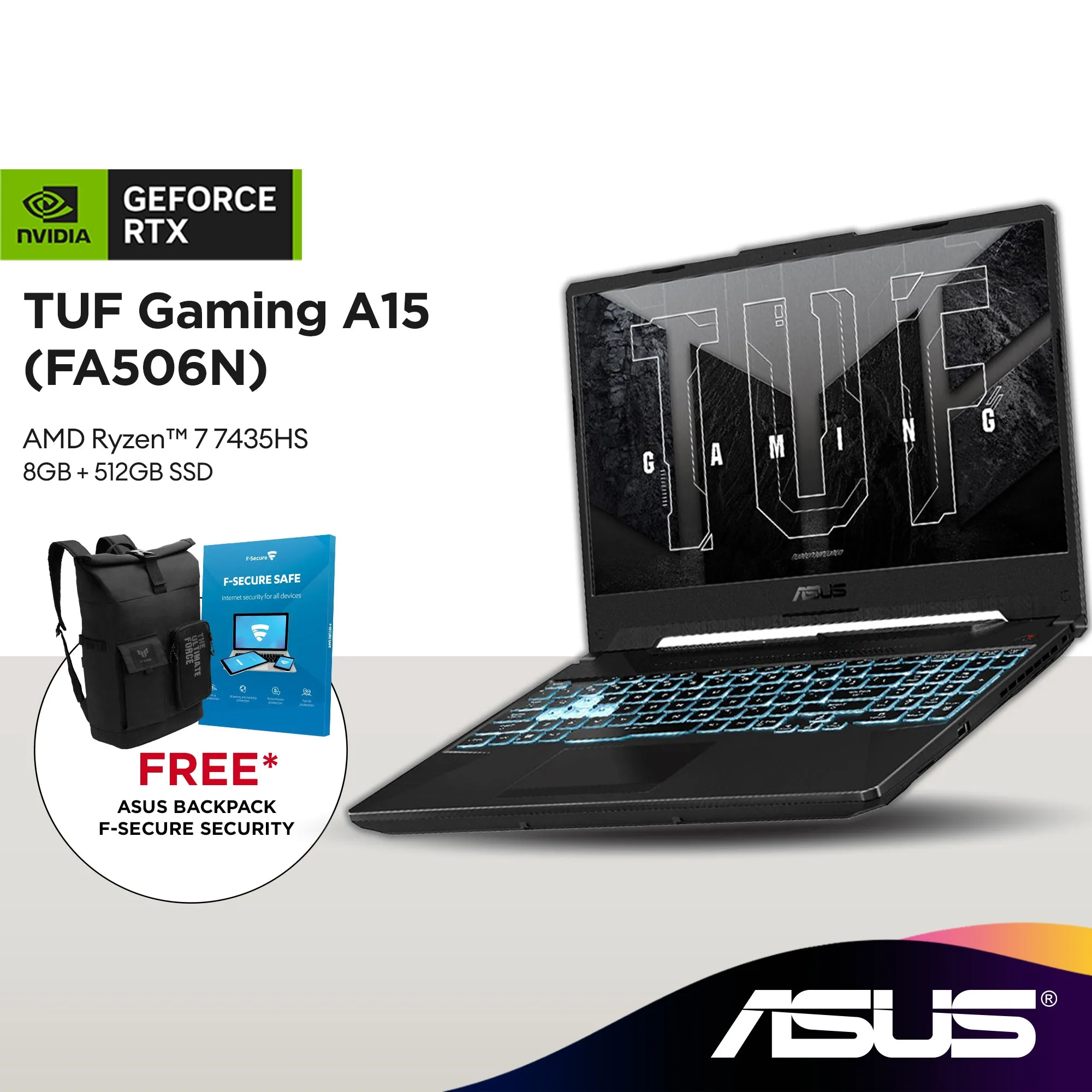 Asus TUF Gaming A15 FA506N-FRHN666W 15.6" FHD Gaming Laptop (AMD Ryzen™ 7 7435HS | 8GB | 512GB SSD | RTX™ 2050)