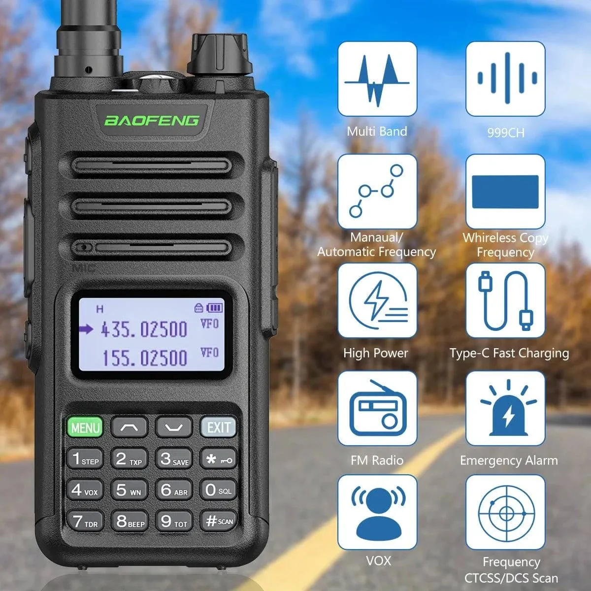 BaoFeng M-13 Pro Air Band Walkie Talkie 10w Wireless Copy Frequency 999CH Type-C Long Range UV 5R 13 Pro K5 Ham Two Way Radio