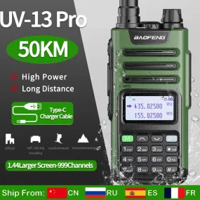 BaoFeng UV-13 PRO Dual Band Walkie Talkie Type-C Charger 16 KM Long Range UV13 Pro Transceiver Ham Portable Two Way Radio