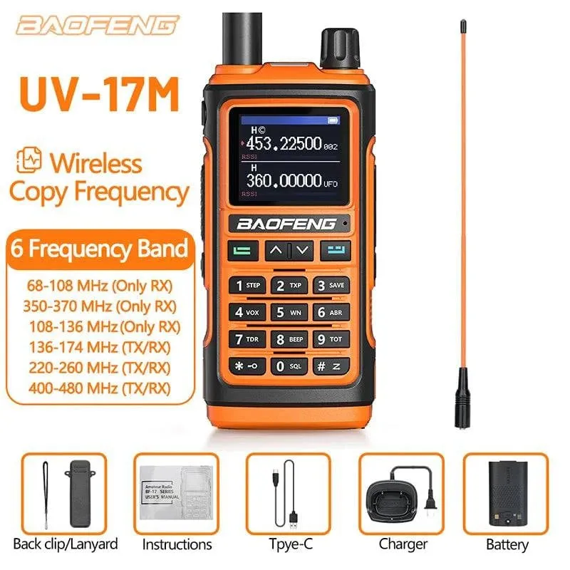 Baofeng UV-17M Air Band Walkie Talkie 999CH NOAA Full Band Type-C Charger Wireless Copy Frequency Long Range UV 5R Two Way Radio