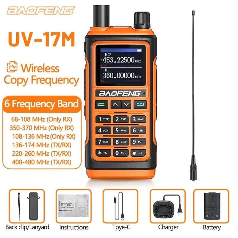 Baofeng UV-17M Air Band Walkie Talkie 999CH NOAA Full Band Type-C Charger Wireless Copy Frequency Long Range UV 5R Two Way Radio