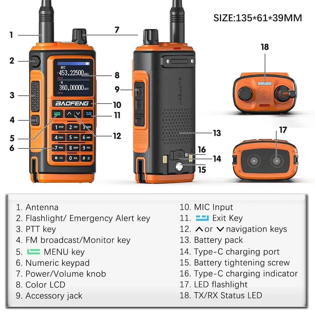 Baofeng UV-17M Air Band Walkie Talkie 999CH NOAA Full Band Type-C Charger Wireless Copy Frequency Long Range UV 5R Two Way Radio