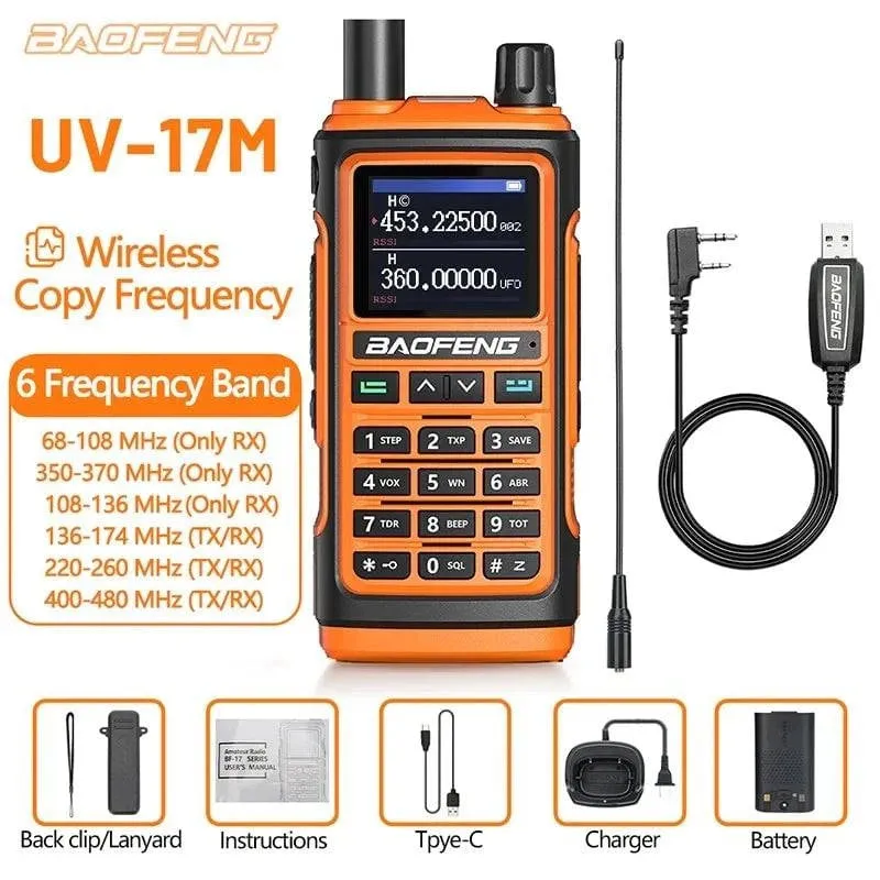 Baofeng UV-17M Air Band Walkie Talkie 999CH NOAA Full Band Type-C Charger Wireless Copy Frequency Long Range UV 5R Two Way Radio