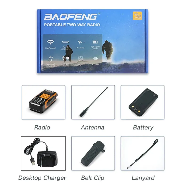 Baofeng Walkie Talkie Military UV-16 Plus 8 W Portable Radio Station USB Type C Charger Upgrade of UV 5R Original UV 16 FM Radio