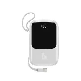 Baseus Qpow Digital Display Power Bank - Type C / 3A / 10000mAh / White