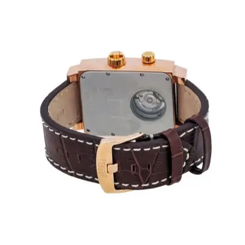 Boegli Men's Grand Festival Automatic Rose Gold Plated Brown Leather Watch M.751