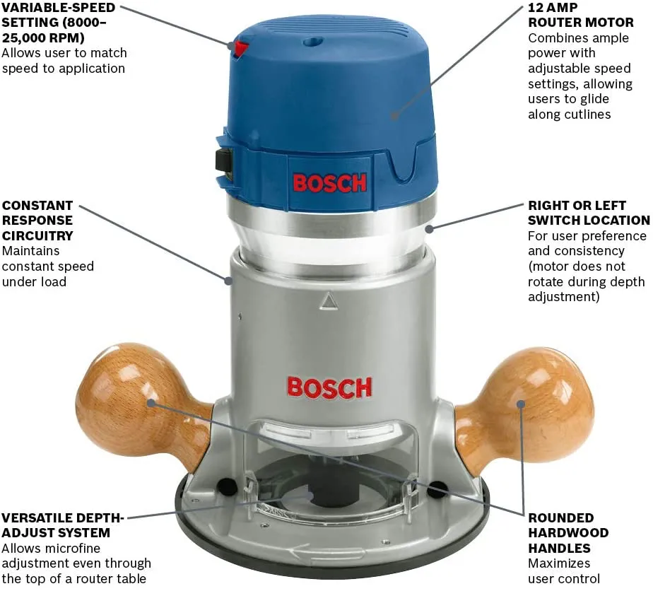 Bosch 1617EVS 2-1/4 HP Electronic Fixed-Base Router