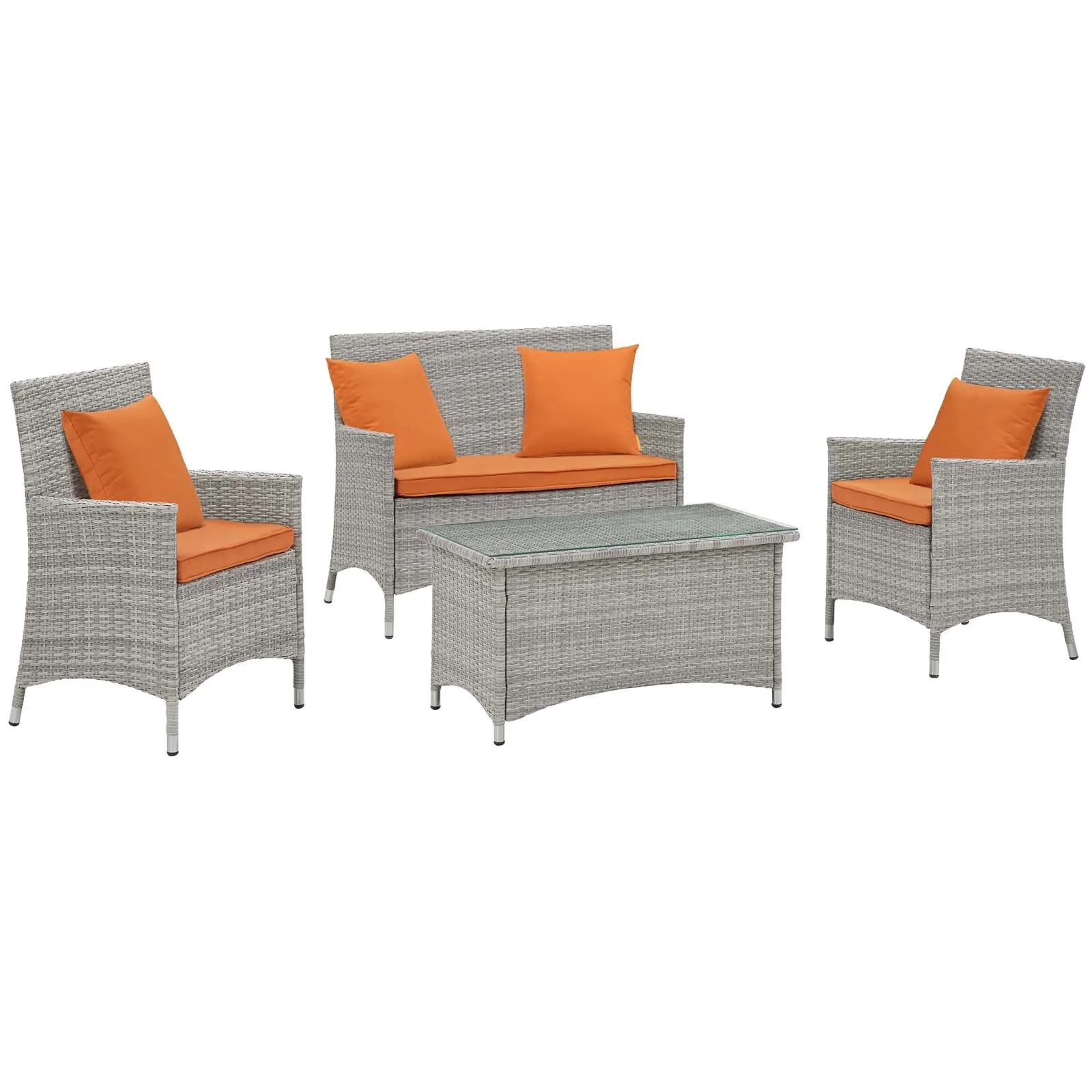 Bridge 4 Piece Outdoor Patio Patio Conversation Set with Pillow Set