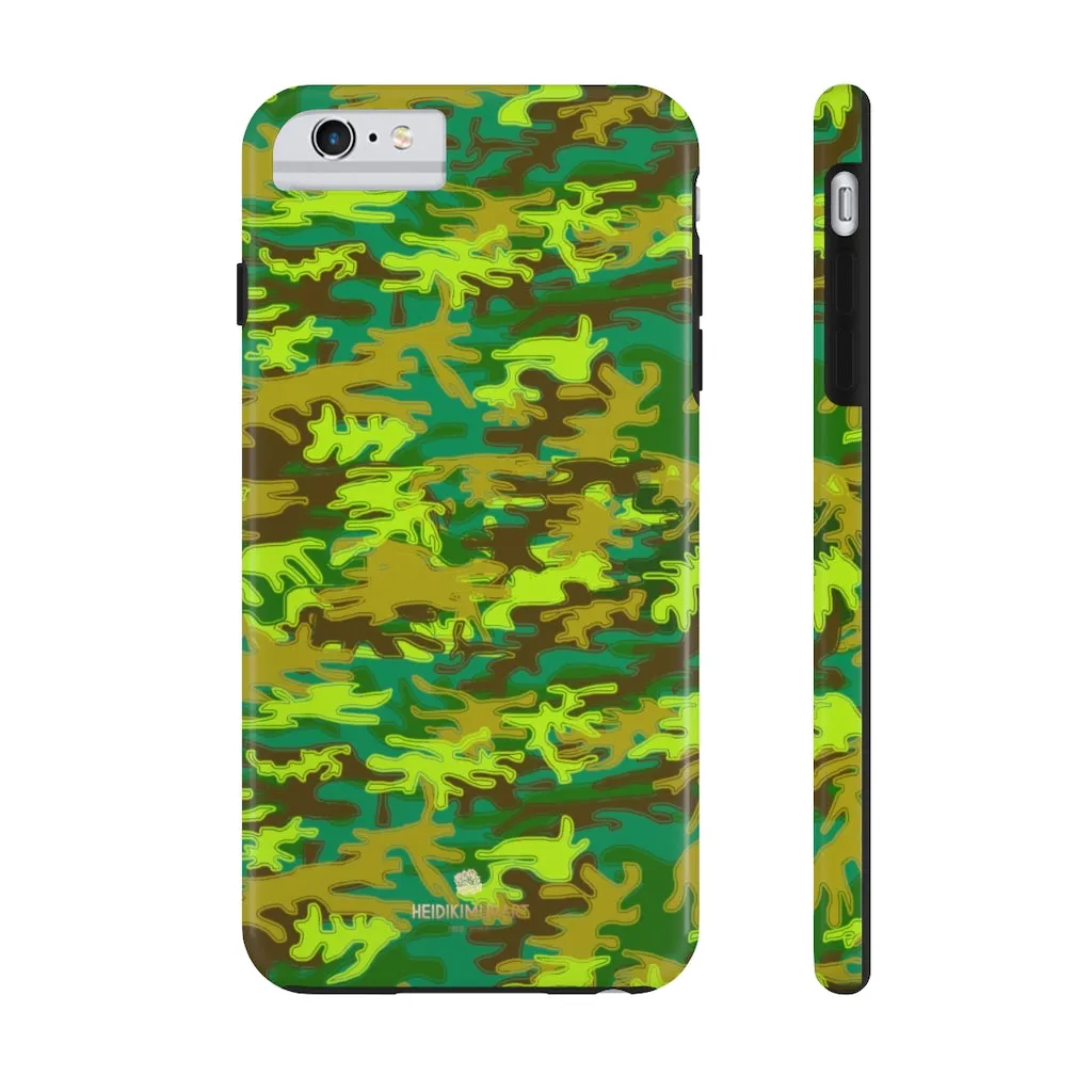 Bright Green Camo iPhone Case, Army Print Case Mate Tough Samsung Galaxy Phone Cases