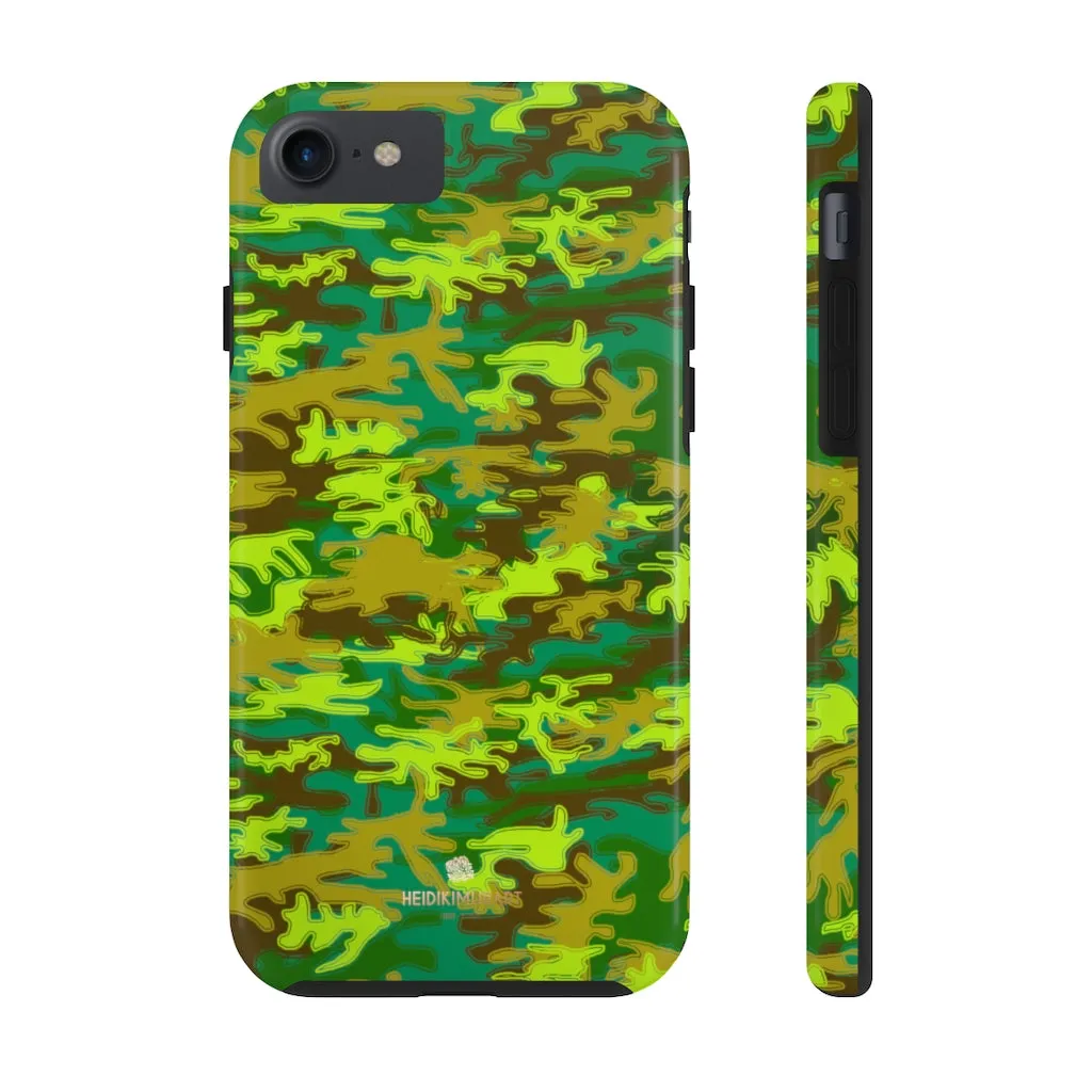 Bright Green Camo iPhone Case, Army Print Case Mate Tough Samsung Galaxy Phone Cases