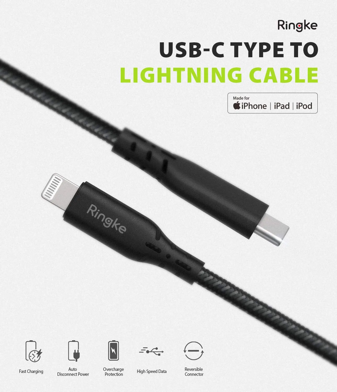 C to Lightning Cable Black