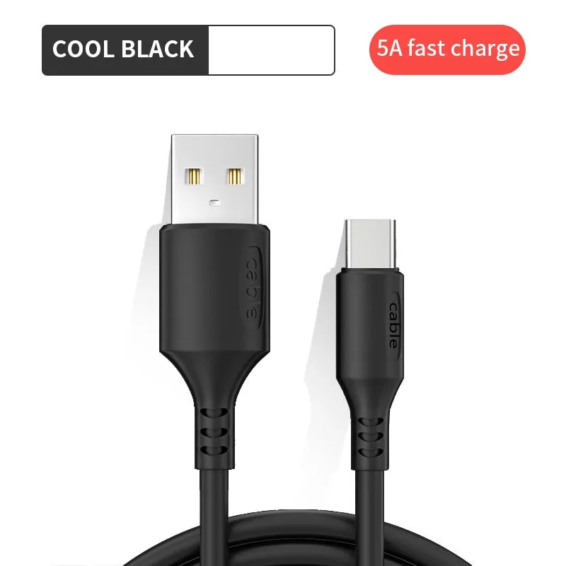 Cable Charger USB-A Type-C 5A Fast Charging For Samsung Xiaomi Smart Phone