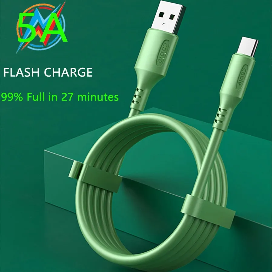 Cable Charger USB-A Type-C 5A Fast Charging For Samsung Xiaomi Smart Phone