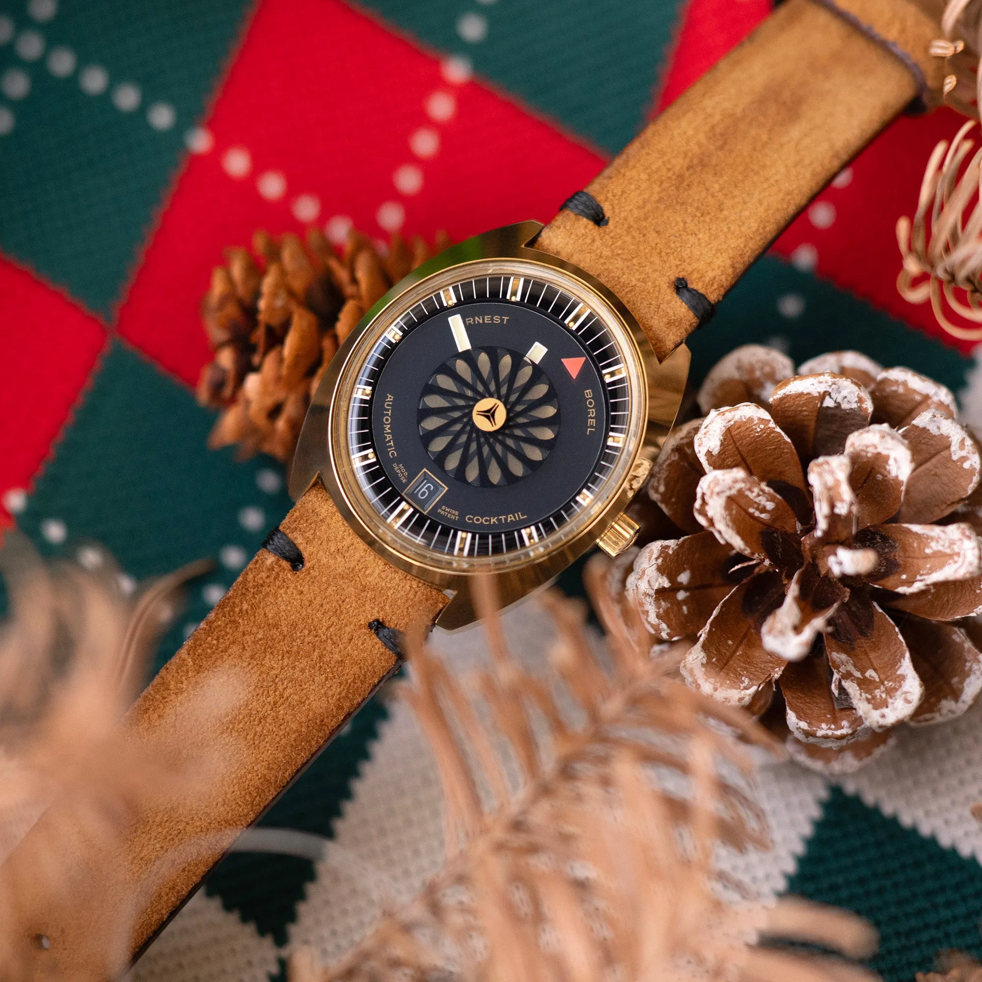 Camel Brown 19mm, 20mm, 21mm, 22mm MiLTAT Quick Release Nubuck Leather Watch Strap, Black Stitching, Sandblasted