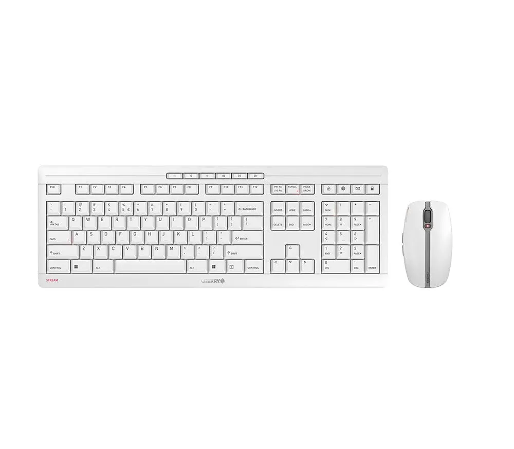 Cherry Stream Desktop Recharge Keyboard Mouse Included Universal Rf Wireless Qwerty English Grey