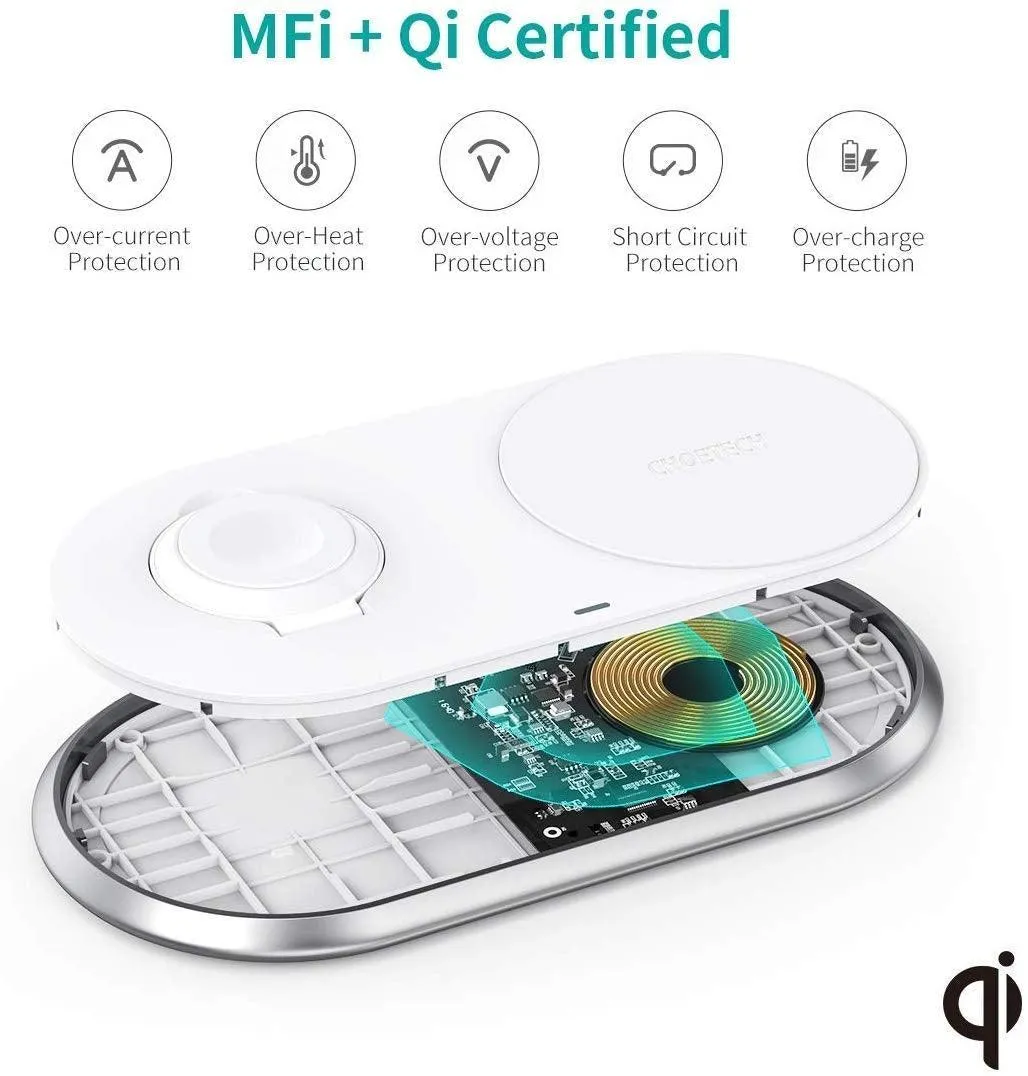 CHOETECH T317 2-in-1 Dual Wireless Charger Pad (MFI Certified)