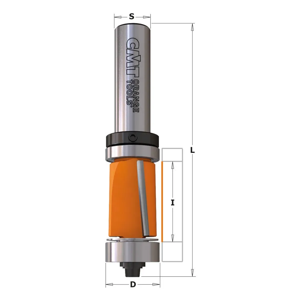 CMT 806.690.11B FLUSH TRIM BIT WITH DOUBLE BEARING, 2-INCH CUTTING LENGTH, 1/2-INCH SHANK