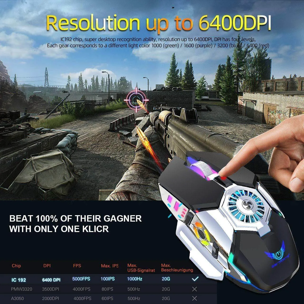 Cooling USB Fan Gaming Mouse