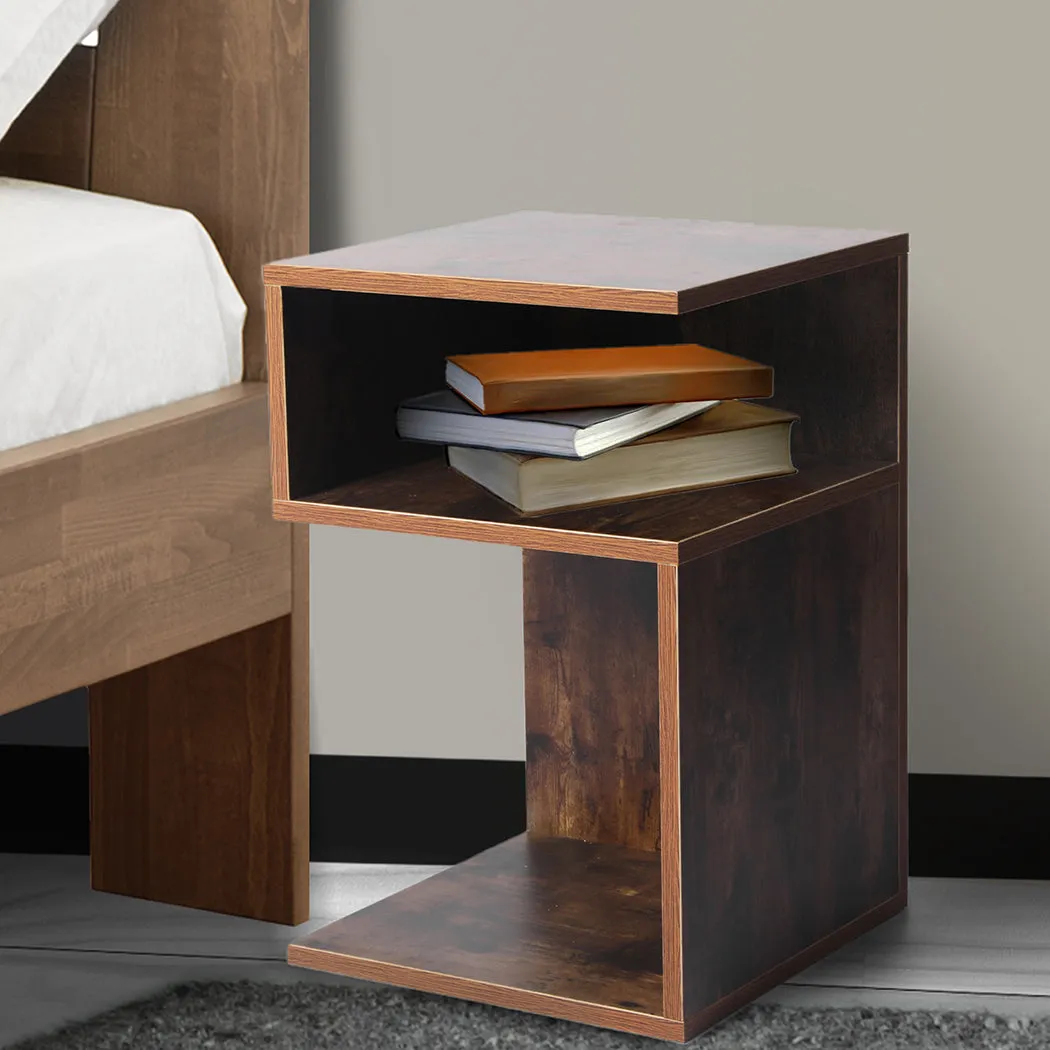 Dawson Wooden High Gloss Bedside Tables Wood Nightstand Storage Cabinet Bedroom - Oak