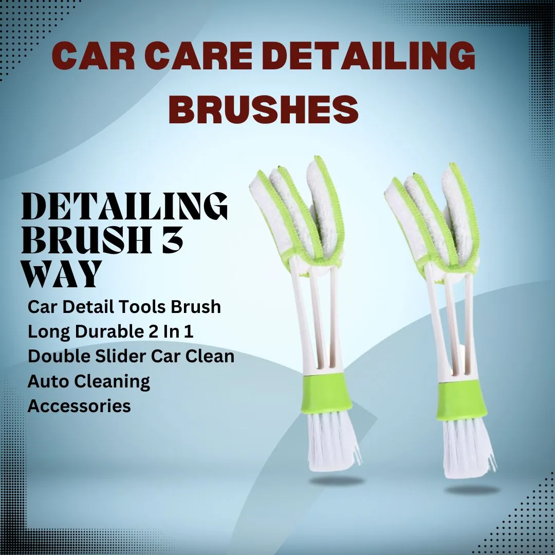 Detailing Brush 3 Way - Car Detail Tools Brush Long Durable 2 In 1 Double Slider Car Clean Auto Cleaning Accessories