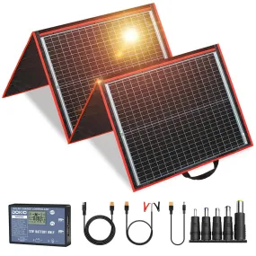 DOKIO 160W 18V Portable Solar Panel Kit (ONLY 9lb) Folding Solar Charger with 2 USB Outputs for 12v Batteries/Power Station AGM LiFePo4 RV Camping Trailer Car Marine……