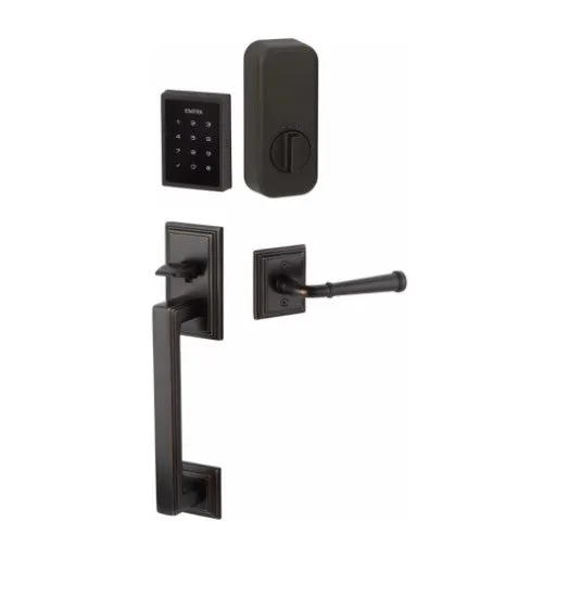 Emtek Hamden EMPowered™ Motorized Touchscreen Handle set with Hammered Egg Knob