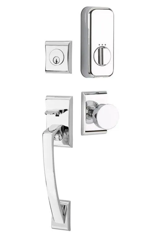 Emtek Single Cylinder Ares Handleset EMPowered Motorized Smart Lock Upgrade With Hammered Lever