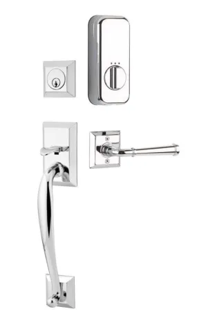 Emtek Single Cylinder Franklin Handleset EMPowered Motorized Smart Lock Upgrade With Georgetown Glass Knob