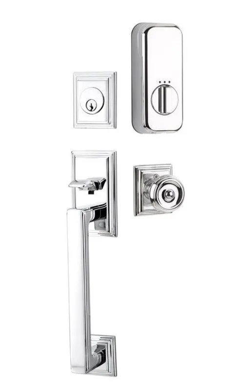 Emtek Single Cylinder Hamden Handleset EMPowered Motorized Smart Lock Upgrade With Wembley Lever